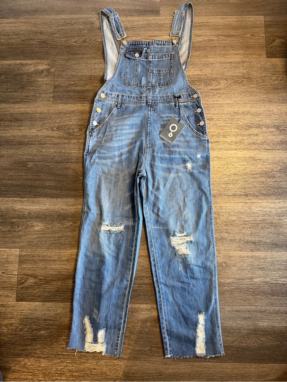 INSANE GENE Distressed Blue Denim Womens Overalls